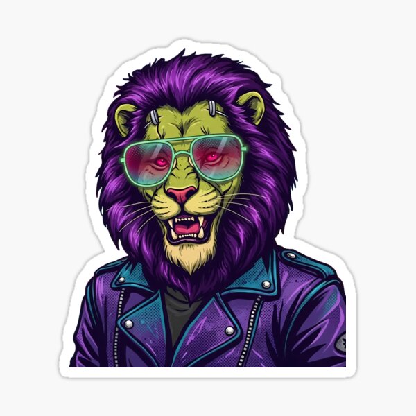 Frankenpetz Lion 2 - Cyberpunk Rocker Lion Sticker
