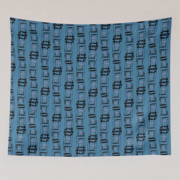 Item preview, Spring's First Flower on Vertical Links Black on Blue designed and sold by Digitalmyth's Designs.