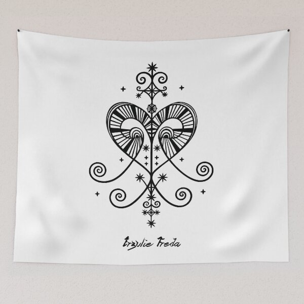 Item preview, Erzulie Freda · Haitian Vodou Veve · Spiritual Symbol · Black and White Illustration · Sacred Art - Calligraphy designed and sold by Atropa Parcae.