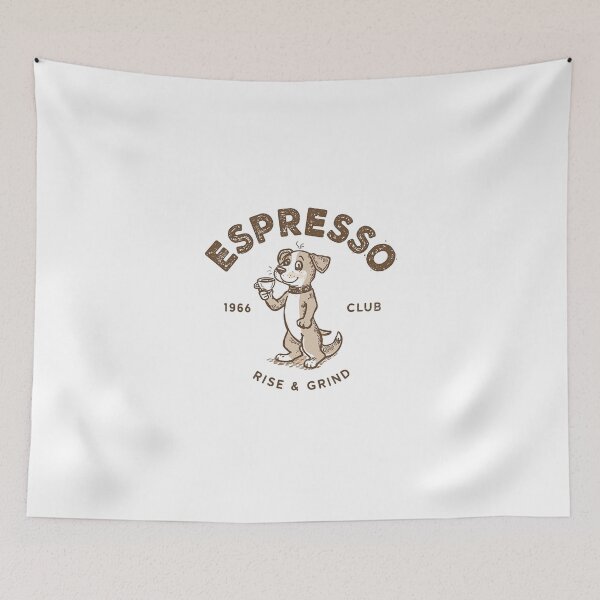 Item preview, Vintage Espresso Dog Coffee Lover Design – Rise & Grind Coffee Club Aesthetic designed and sold by trendplusco.