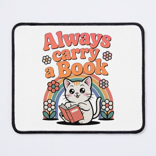 Item preview,  Always Carry A Book, Cute Retro Kawaii Cat designed and sold by graphic-genie.