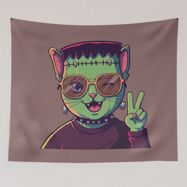 Item preview, Frankenpetz Meow Collection:- Stitched Peace Cat 1 designed and sold by Frankenpetz.