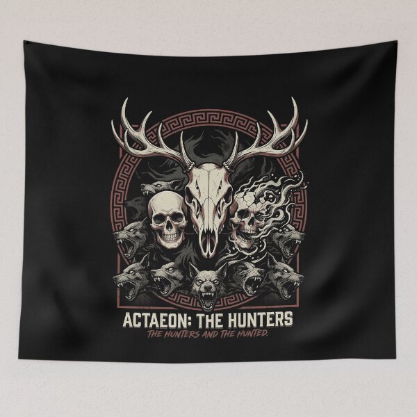 Item preview, Actaeon Greek Mythology Deer Skull Hunting Wolves designed and sold by k3rstman1.
