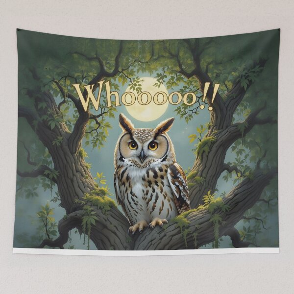 Item preview, Funny Owl Pun Whooooo Cute Owl Art designed and sold by SandyMDesigns.