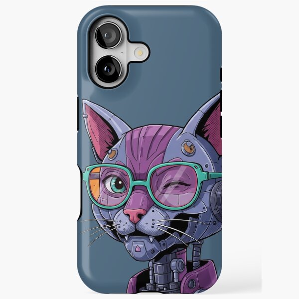 Cybernetic Cat 1 - Neon Wink iPhone Tough Case