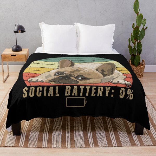 Item preview, Social Battery 0% Funny French Bulldog Introvert Dog Lover Vintage T-Shirt designed and sold by Negisandeep studio.