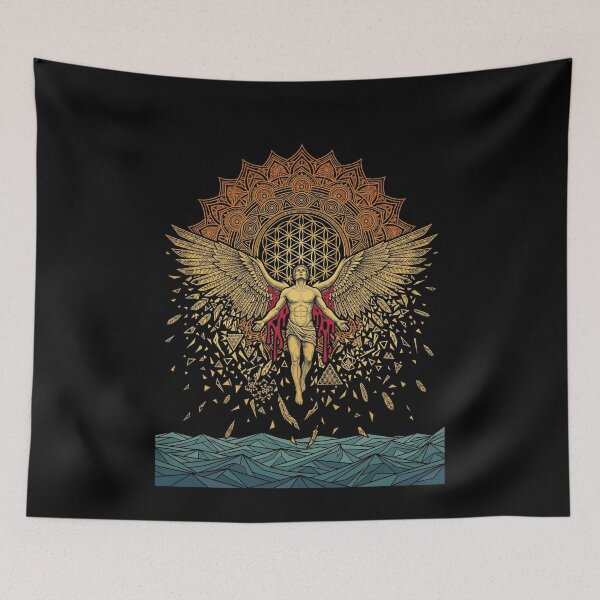 Item preview, Icarus Falling Greek Mythology Geometric Mandala Sun designed and sold by k3rstman1.