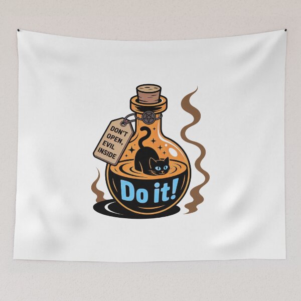 Item preview, Black Cat Potion Aesthetic – Witch Bottle Illustration, Cute Spooky Magic Design designed and sold by Timegraf.