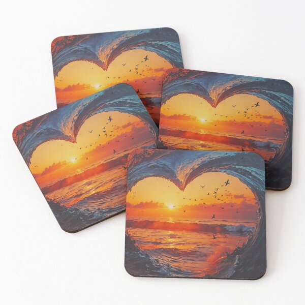 Item preview, Heart-Shaped Ocean Wave at Fiery Sunset designed and sold by BeautifulVirtues.