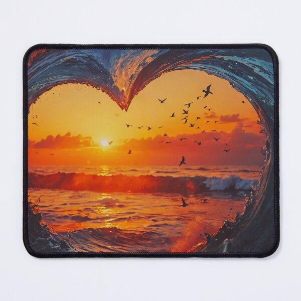 Item preview, Heart-Shaped Ocean Wave at Fiery Sunset designed and sold by BeautifulVirtues.