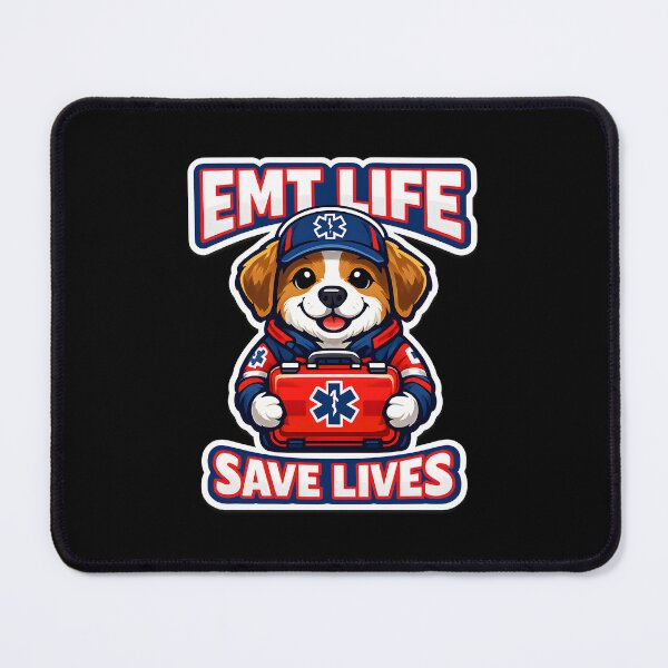 Item preview, EMT Life Save Lives Paramedic EMS Cute Dog Emergency Medical Technician Gift designed and sold by ClinicalHubs.
