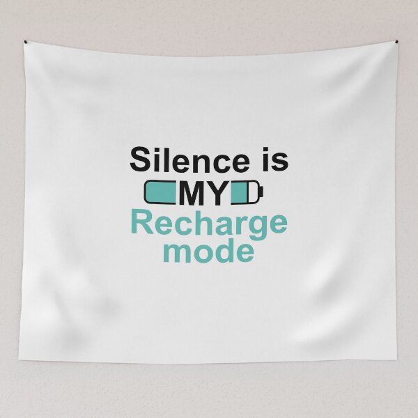 Item preview, Pegatina "El silencio es mi modo de recarga" – Diseño de batería de energía para introvertidos designed and sold by MadCatDesign77.