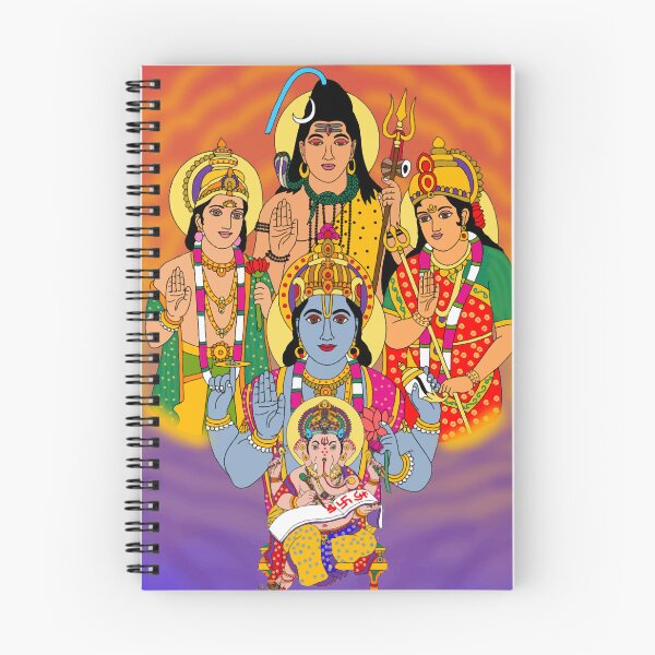 Item preview, Lord Panchadeva Drawing – Ganesha Shiva Vishnu Durga Surya Sacred Art designed and sold by Harshit_Digital_Arts.