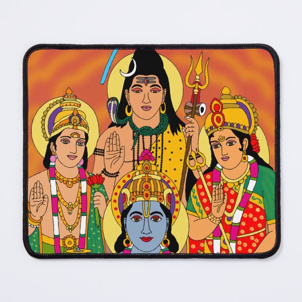 Item preview, Lord Panchadeva Drawing – Ganesha Shiva Vishnu Durga Surya Sacred Art designed and sold by Harshit_Digital_Arts.