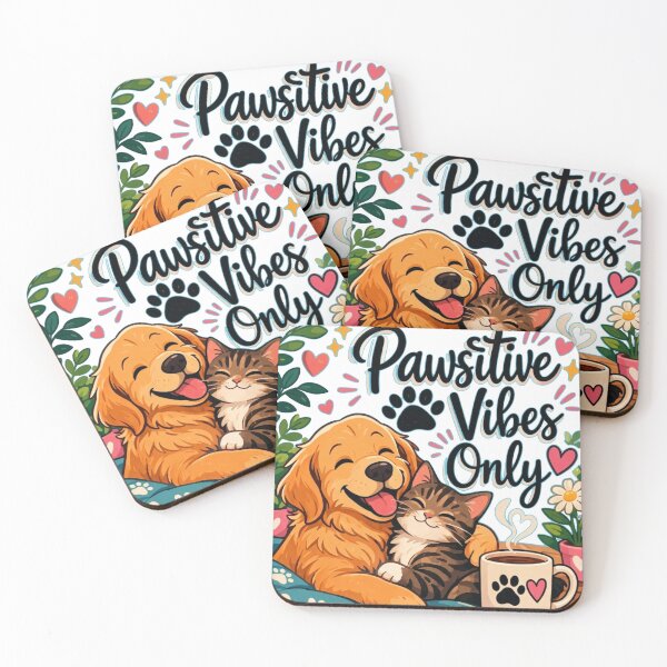 Item preview, Pawsitive Vibes Only - Cute Dog & Cat Retro Mug Sticker designed and sold by harmonybaby0106.