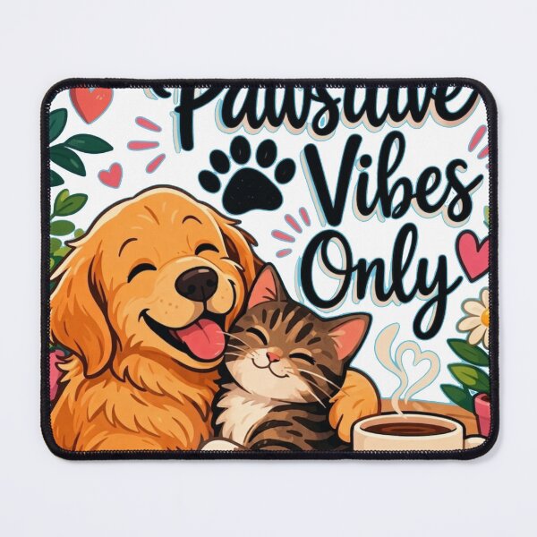 Item preview, Pawsitive Vibes Only - Cute Dog & Cat Retro Mug Sticker designed and sold by harmonybaby0106.