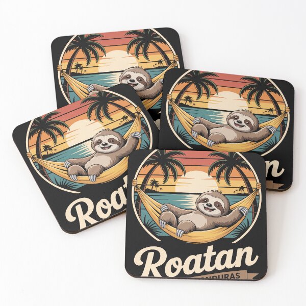 Item preview, Roatan Honduras Sloth Hammock Retro Sunset Vacation T-Shirt designed and sold by Dazeville Studio1541 .
