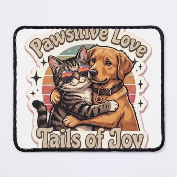 Item preview, Best Friends Cat and Dog Retro Sunset Sticker - Pawsitive Love designed and sold by harmonybaby0106.