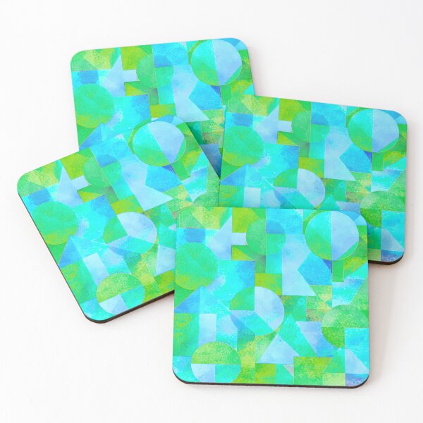 Item preview, Abstract Geometric Watercolor Art – Modern Contemporary Design-Teal Turquoise Blue Green  designed and sold by CreativeCanvas8.