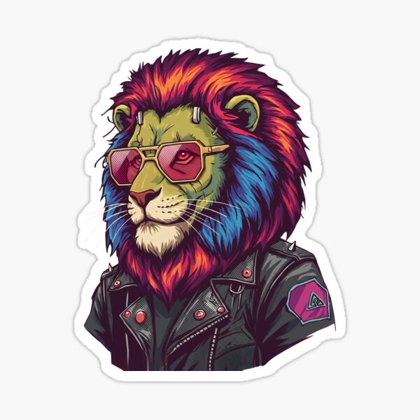 Frankenpetz Neon Punk Lion - Reanimated Rocker Sticker