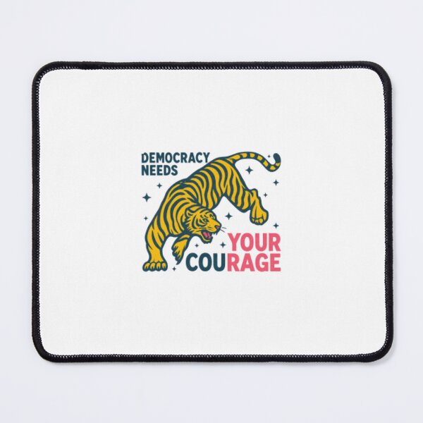 Item preview, Democracy Needs Your Courage — Retro Tiger Empowerment Illustration designed and sold by Colorful-Garden.