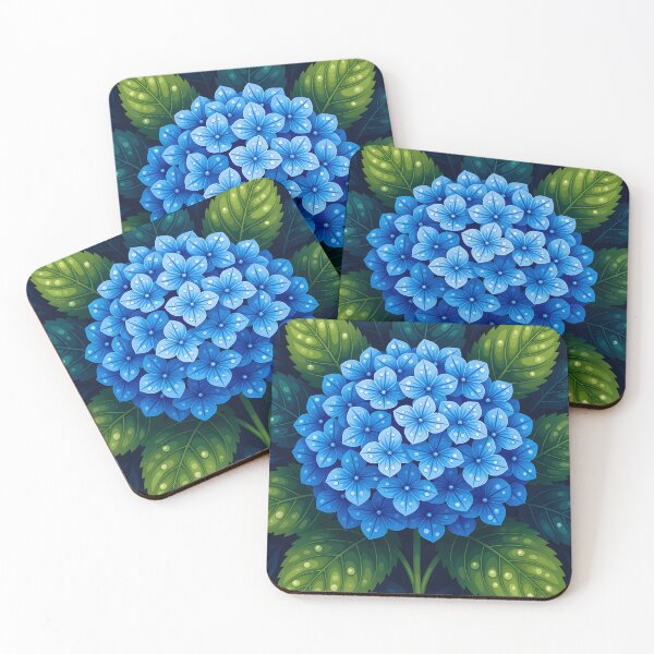 Item preview, Dark indigo blue hydrangea covered in water droplets. designed and sold by Ponted.
