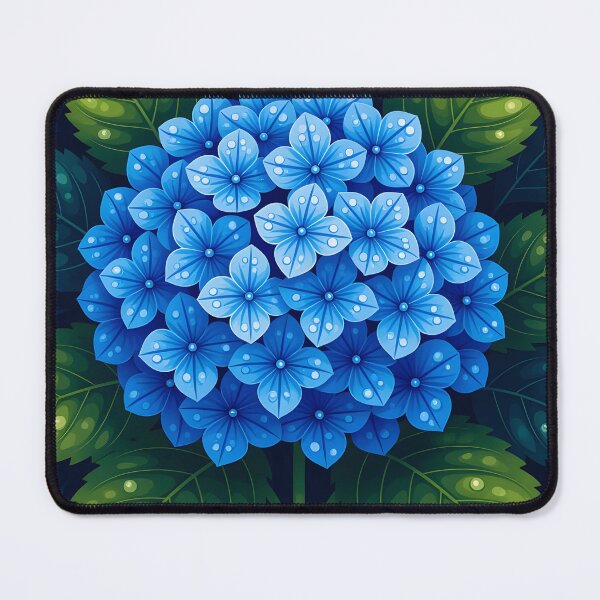 Item preview, Dark indigo blue hydrangea covered in water droplets. designed and sold by Ponted.