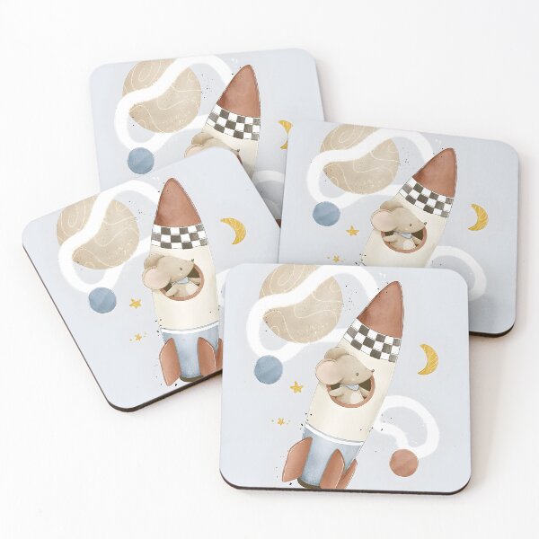 Item preview, Cute Mouse Rocket Illustration – Space Nursery Wall Art for Kids Room designed and sold by LoveNurseries.