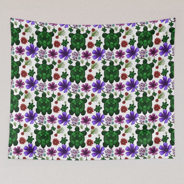 Item preview, Cute Turtle Floral Pattern Seamless Aesthetic Nature Tortoise Design with FlowersSeamless Ocean Animal Design designed and sold by HopeAndHustle.