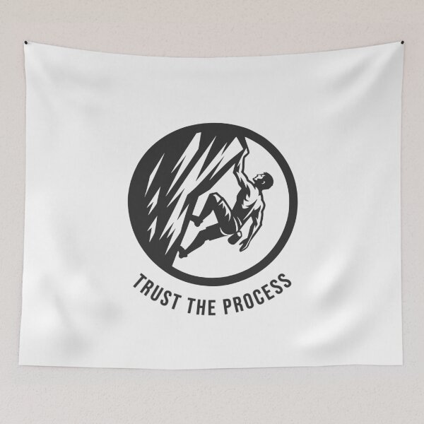 Item preview, Climbers bouldering on rock trust the process Logo designed and sold by Bouldershop.
