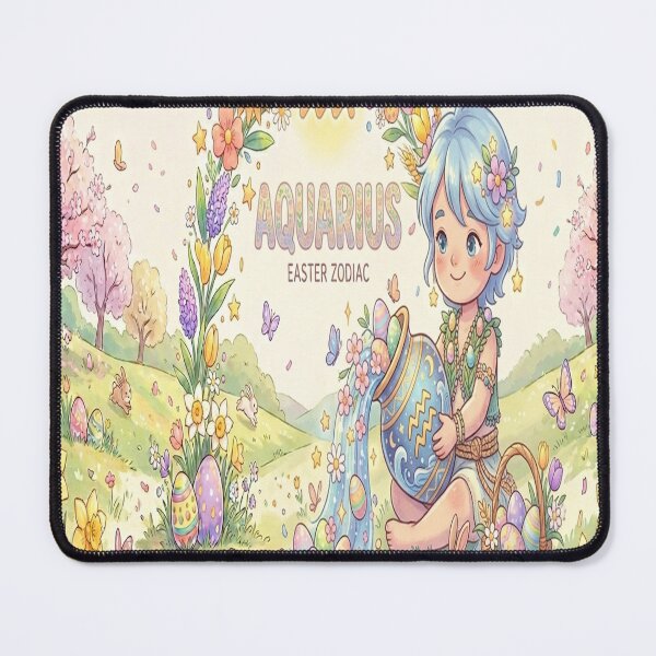 Item preview, Easter Aquarius Zodiac: Cute Water Bearer Pouring Spring Flowers & Pastel Eggs designed and sold by ClaussShop.