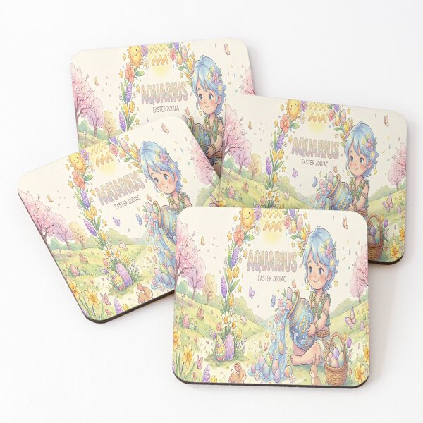 Item preview, Easter Aquarius Zodiac: Cute Water Bearer Pouring Spring Flowers & Pastel Eggs designed and sold by ClaussShop.