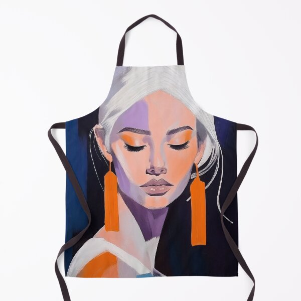 Item preview, Portrait painting woman in white blue orange purple colors designed and sold by TYA - Take Your Art.