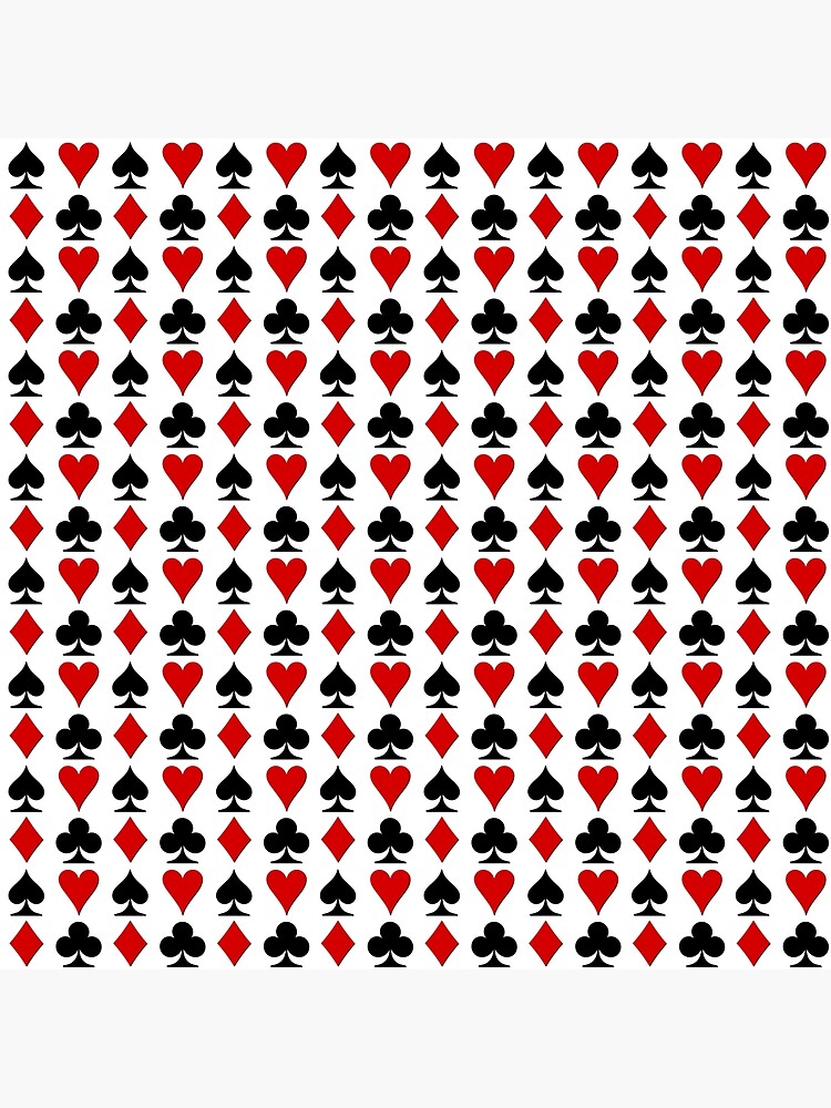 "Red and Black French Cards Hearts Diamonds Clubs Spades" Poster for