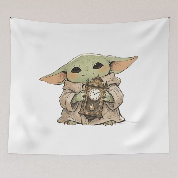 Item preview, BABY YODA WITH ANTIQUE WALL CLOCK VINTAGE AE designed and sold by LIS AND MELIVERSO.