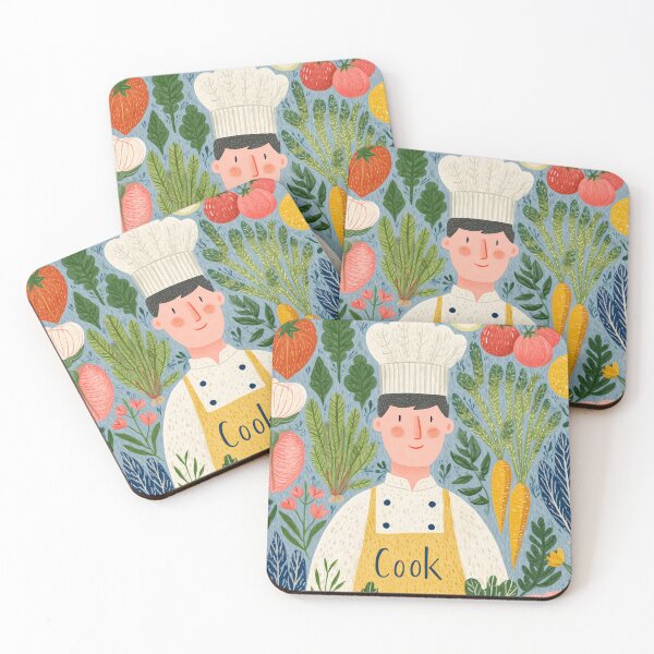 Item preview, Cook Illustration – Chef Surrounded by Vegetables with COOK Lettering designed and sold by BobaBunny76.