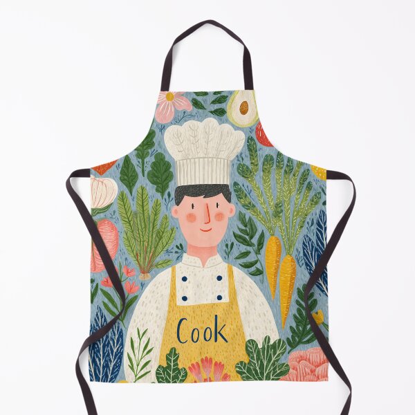 Item preview, Cook Illustration – Chef Surrounded by Vegetables with COOK Lettering designed and sold by BobaBunny76.
