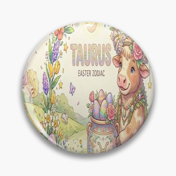 Item preview, Easter Taurus Zodiac: Cute Bull with Rose Crown & Floral Easter Egg Jar designed and sold by ClaussShop.