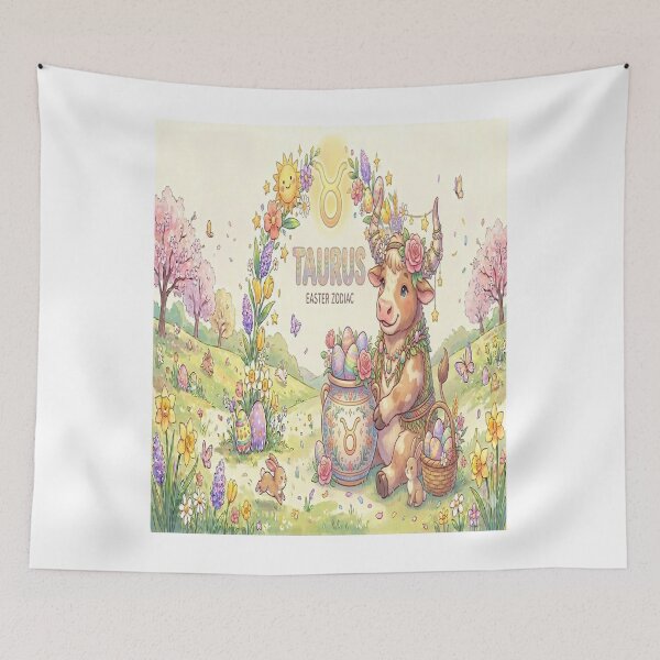 Item preview, Easter Taurus Zodiac: Cute Bull with Rose Crown & Floral Easter Egg Jar designed and sold by ClaussShop.