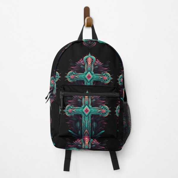 Item preview, Ornate Neon Gothic Cross: Teal & Magenta Dark Fantasy designed and sold by Studio77-Gothic.