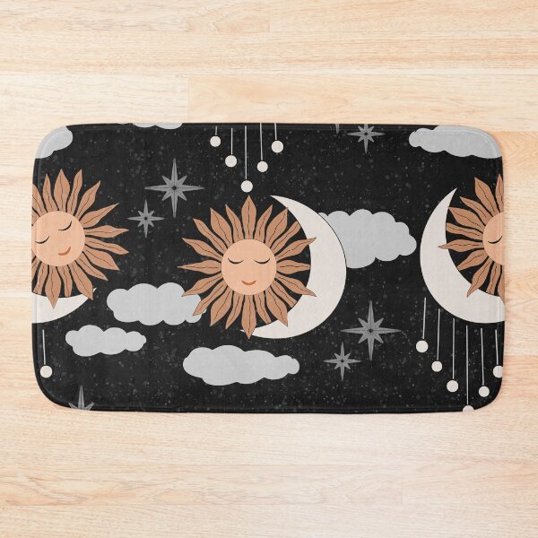 Item preview, Large scale of Black Celestial Sun Moon Pattern Boho Night Sky Art designed and sold by DColourMuse.