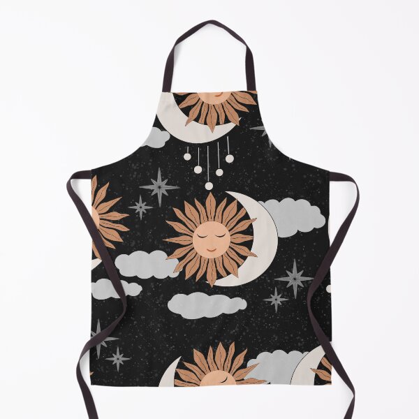 Item preview, Large scale of Black Celestial Sun Moon Pattern Boho Night Sky Art designed and sold by DColourMuse.