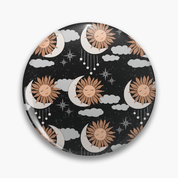 Item preview, Medium scale of Black Celestial Sun Moon Pattern Boho Night Sky Art designed and sold by DColourMuse.