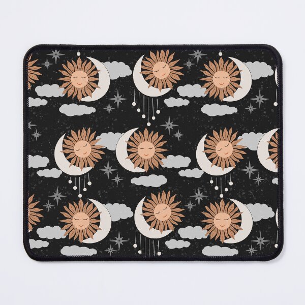 Item preview, Medium scale of Black Celestial Sun Moon Pattern Boho Night Sky Art designed and sold by DColourMuse.