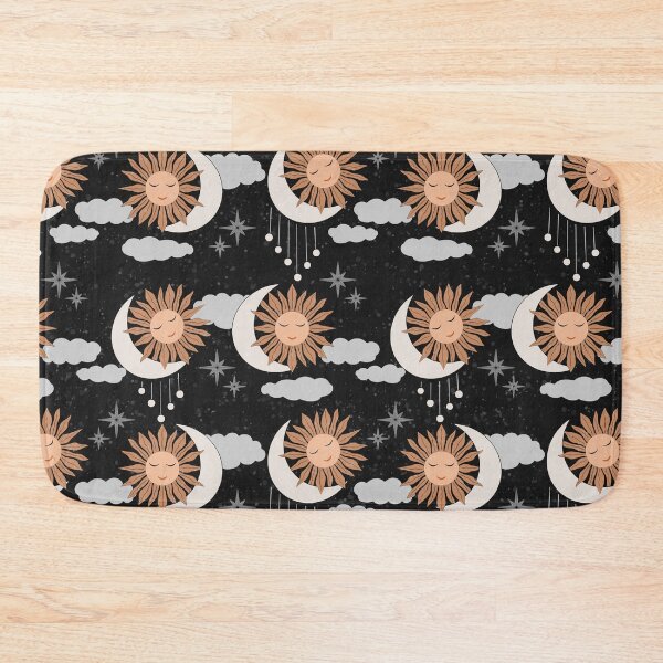 Item preview, Medium scale of Black Celestial Sun Moon Pattern Boho Night Sky Art designed and sold by DColourMuse.