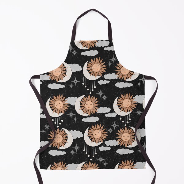 Item preview, Medium scale of Black Celestial Sun Moon Pattern Boho Night Sky Art designed and sold by DColourMuse.