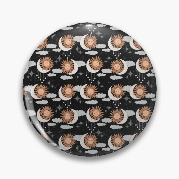 Item preview, Small scale of Black Celestial Sun Moon Pattern Boho Night Sky Art designed and sold by DColourMuse.