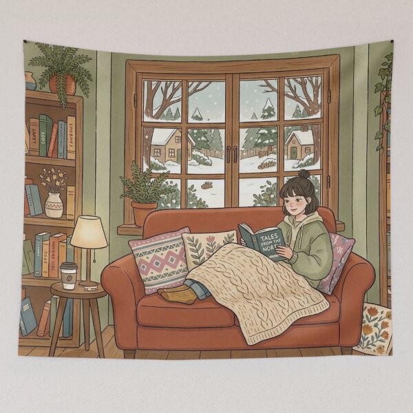 Item preview, Cozy Book Lover Aesthetic Girl!!! - Cozy Girl Book Lover - Girl reading in her cozy reading nook - A cozy paradise for book lovers designed and sold by SoffyLee586.