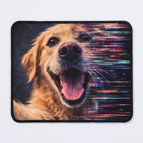 Item preview, Glitch Dog Selfie – Happy Cyberpunk Dog Digital Aesthetic designed and sold by disha-prints.