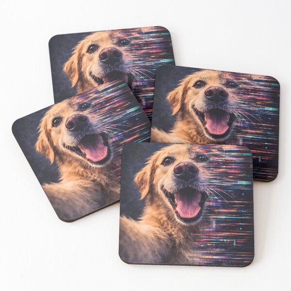 Item preview, Glitch Dog Selfie – Happy Cyberpunk Dog Digital Aesthetic designed and sold by disha-prints.